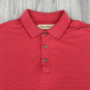 Tommy Bahama Men's Polo Shirt Size: Medium‎ Short Sleeve Red Striped